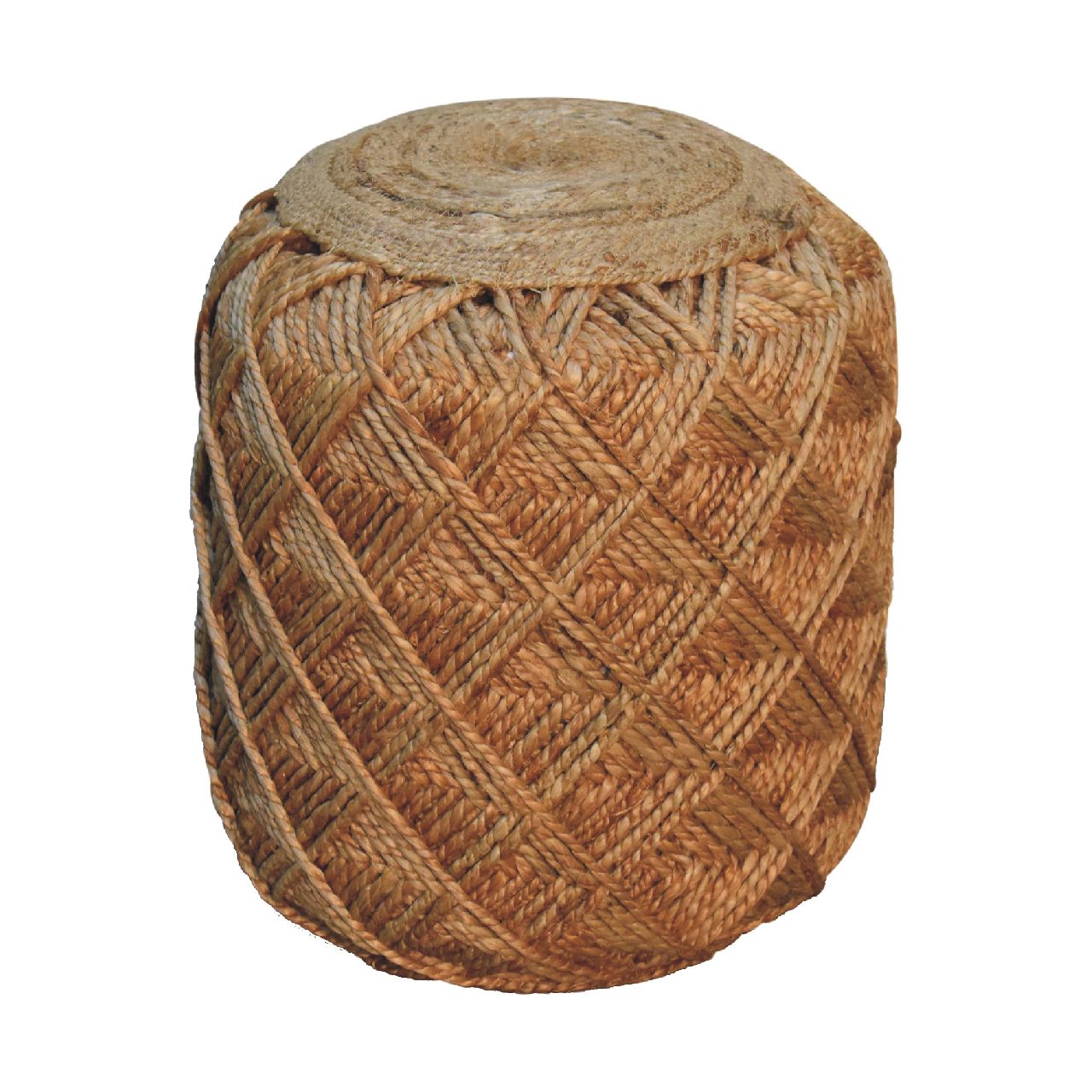 Solid Mango Wood Jute Fibre Large Footstool - Image 2