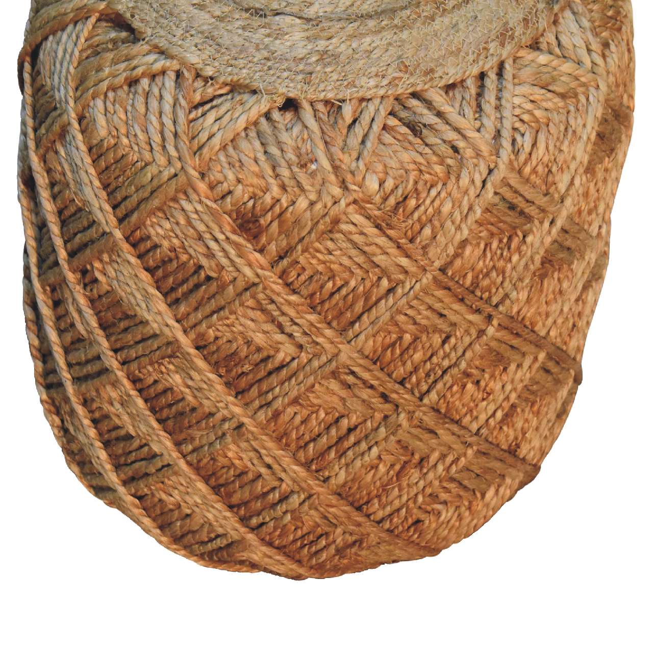 Solid Mango Wood Jute Fibre Large Footstool - Image 4