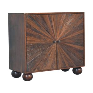 Solid Walnut Finished Reclaimed Mango Wood Cabinet/Cupboard with Ball Feet