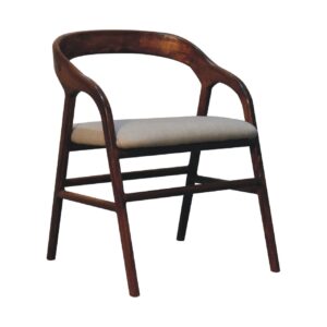 Solid Mango Wood Chestnut Linen Deco Chair