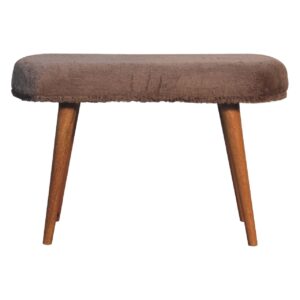 Mango Wood Mocha Faux Fur Fabric Bench