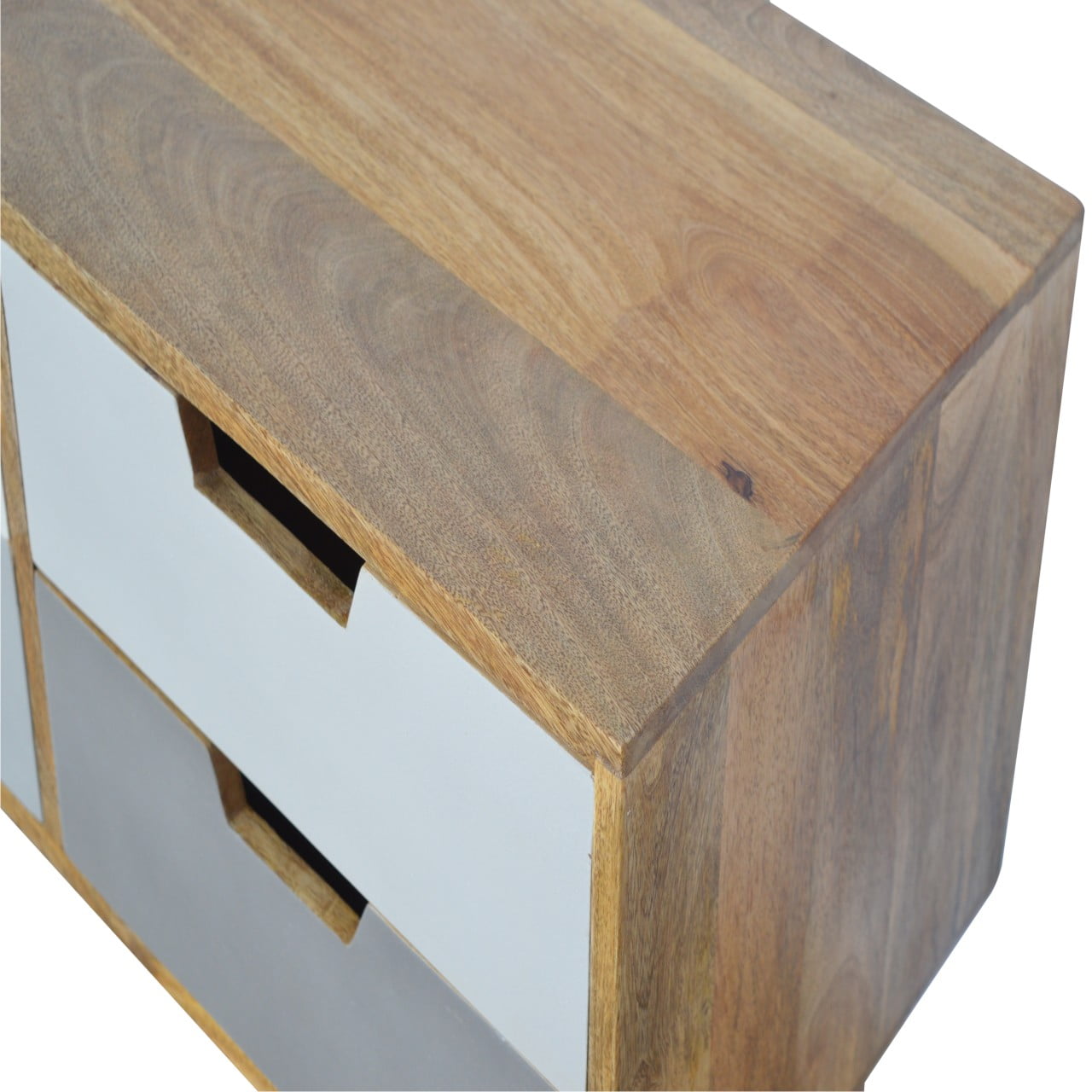 Solid Mango 2 Tone Oak Finished Scandinavian Style Console Table with 4 Drawers - Image 3