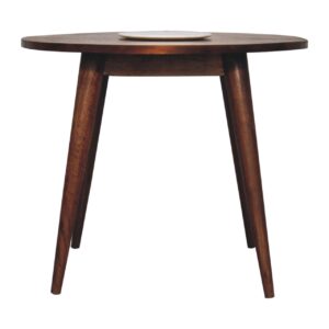 Solid Chestnut Finished Scandinavian Mango Wood Small Dining Table (Plate not included)