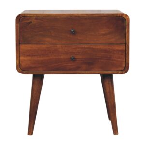 Solid Mango Wood Large Curved Chestnut Bedside