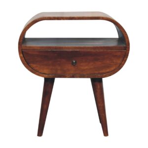 Solid Mango Wood Large Chestnut Circular Open Bedside