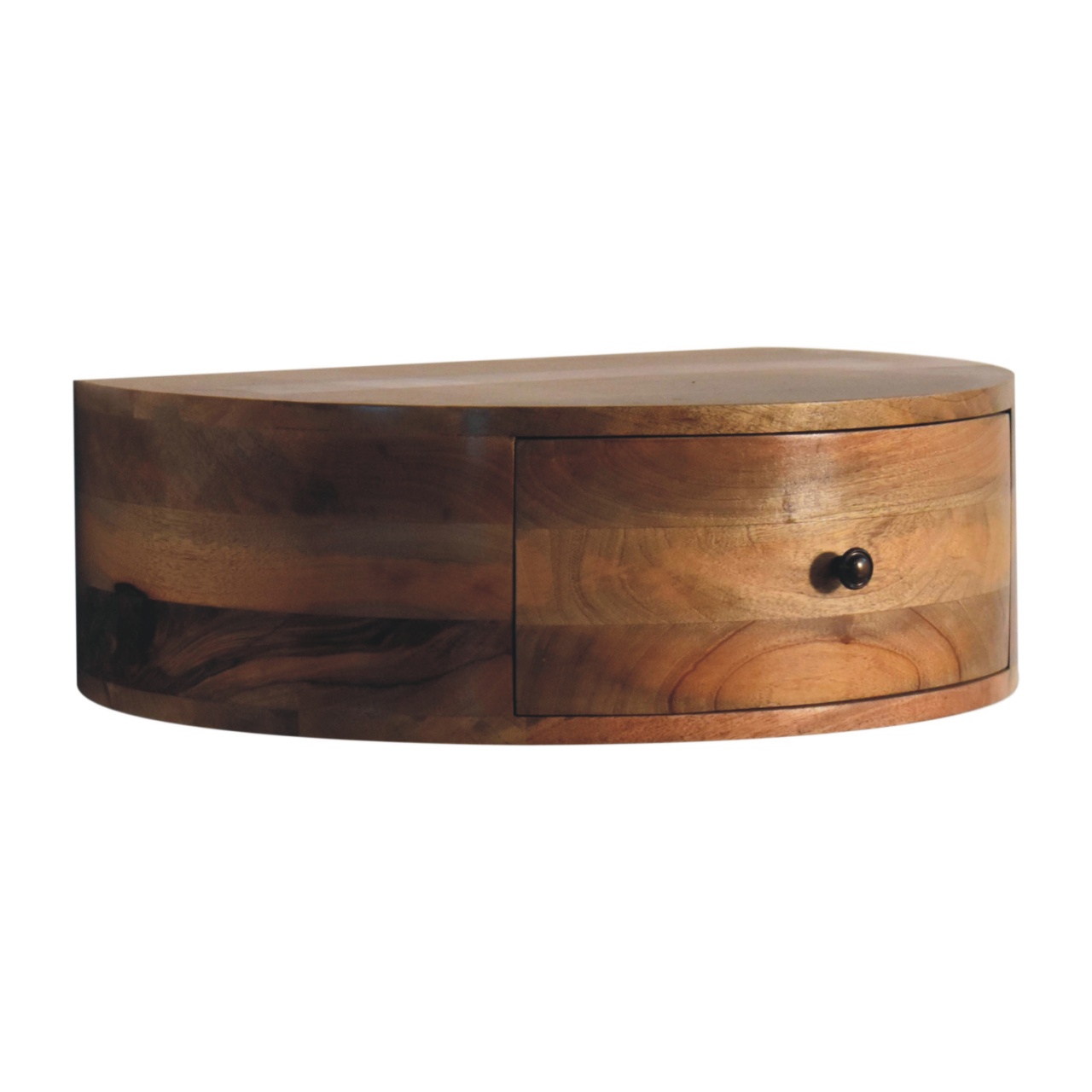 Solid Mango Wood Large Wall Mounted Rounded Bedside - Image 2