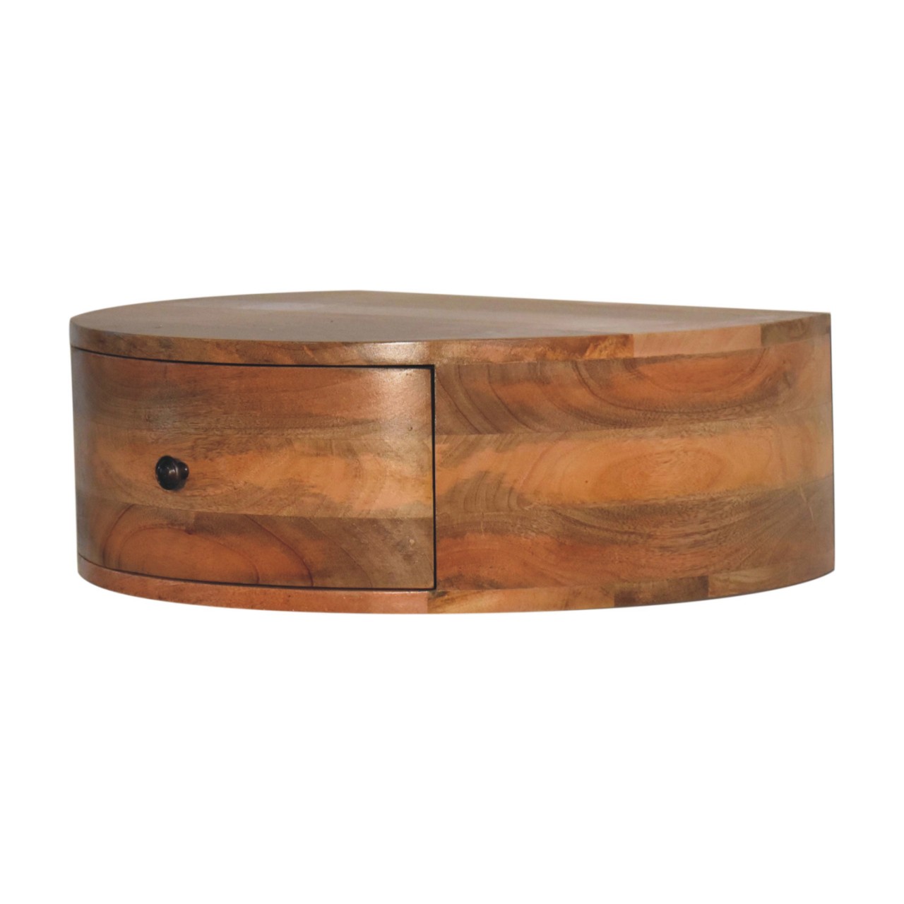 Solid Mango Wood Large Wall Mounted Rounded Bedside - Image 3