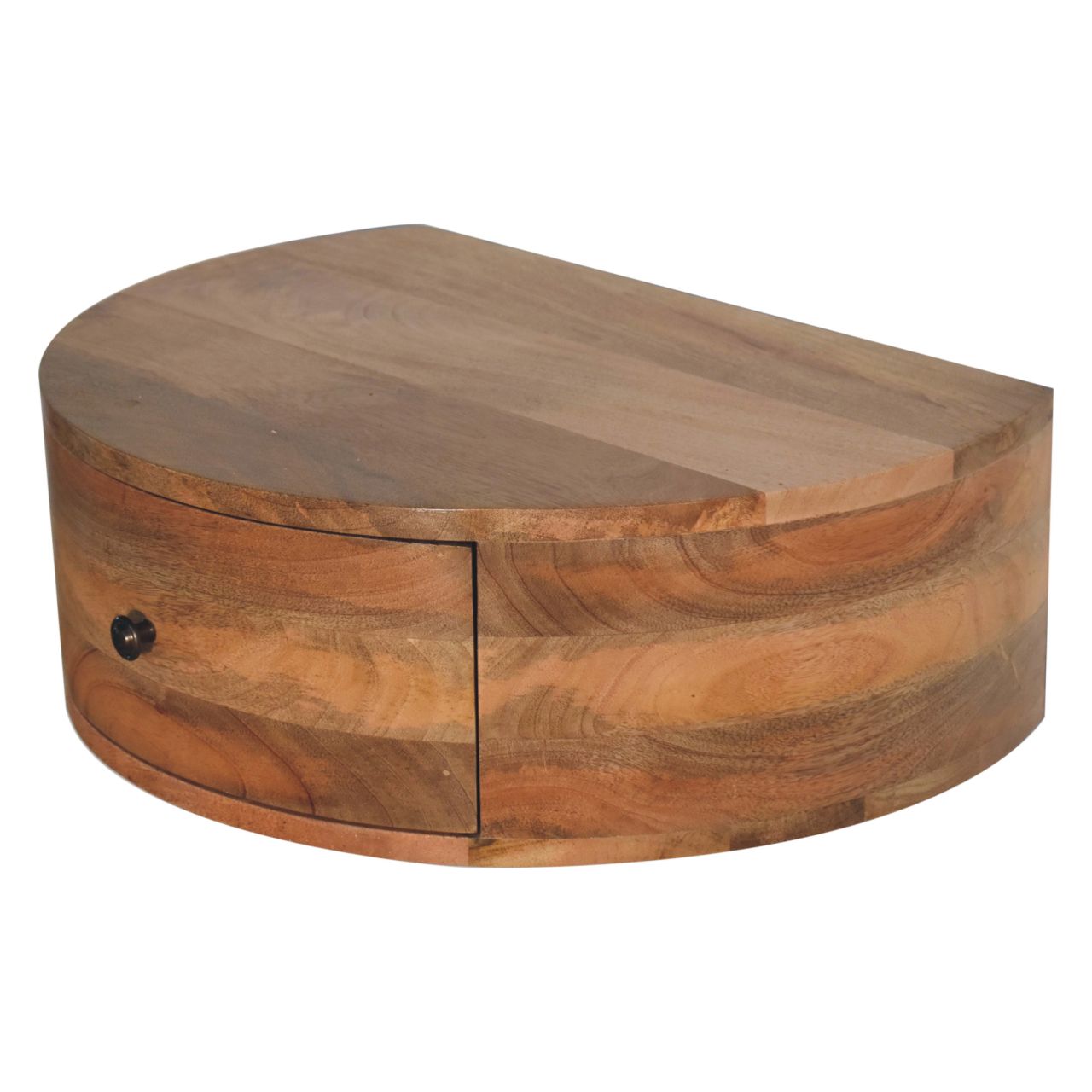 Solid Mango Wood Large Wall Mounted Rounded Bedside - Image 4
