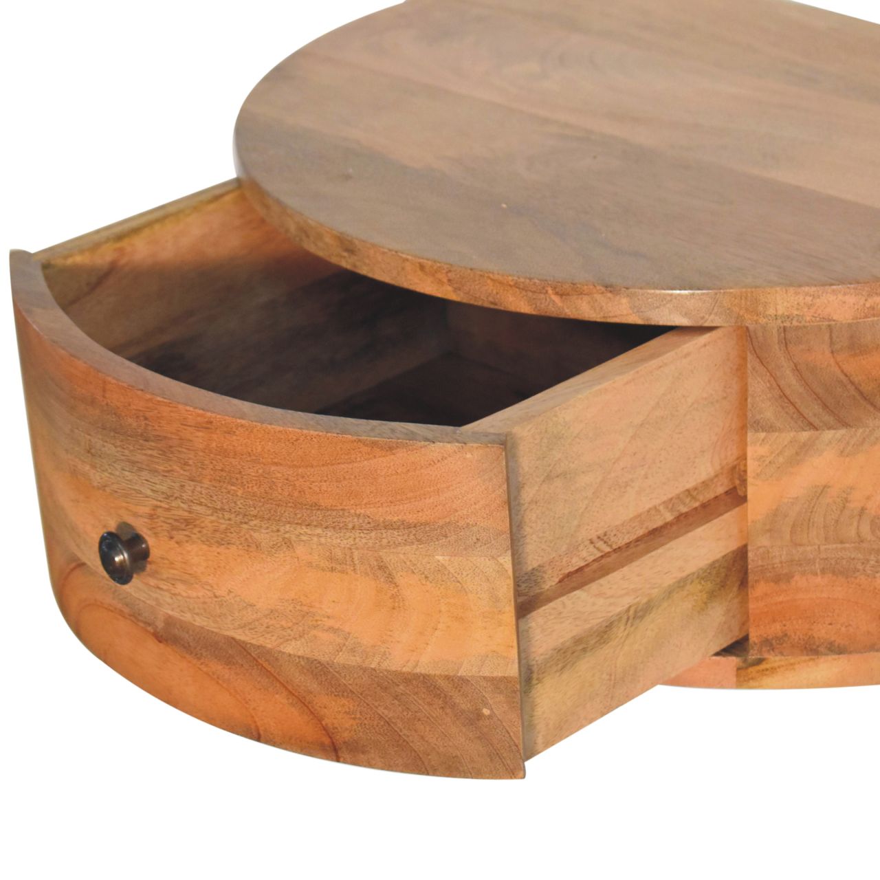 Solid Mango Wood Large Wall Mounted Rounded Bedside - Image 6