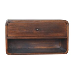 Solid Mango Wood Large Chestnut Curve Floating Bedside