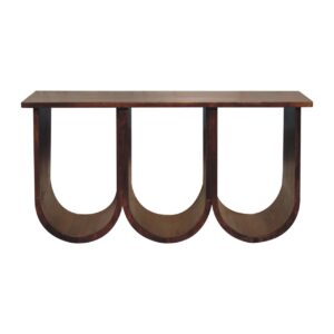 Solid Chestnut Finished Mango Wood Open Triple Coffee Table