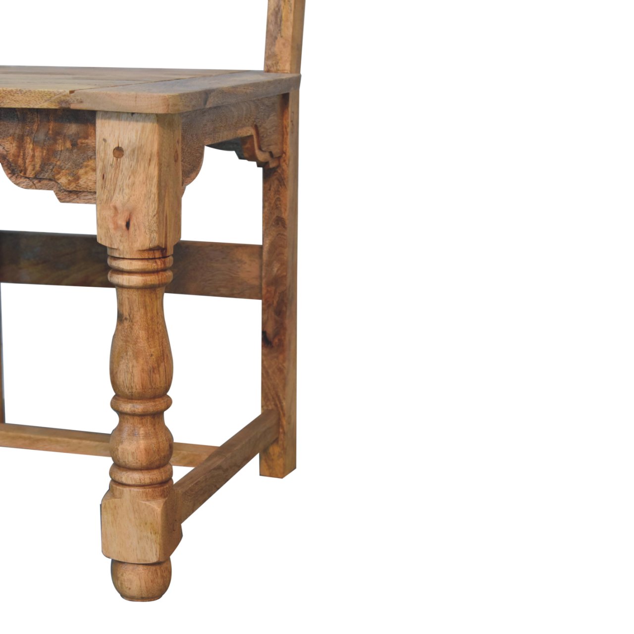 Solid Oak Finished Mango Wood Granary Dining Chair Set of 2 - Image 5