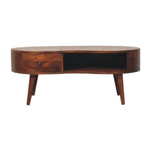 Solid Mango Wood Large Chestnut Wave Coffee Table