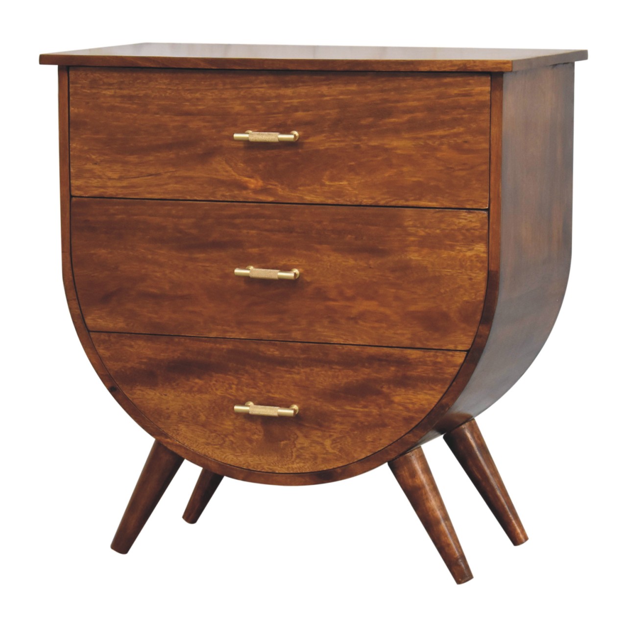 Solid Chestnut Finished Mango Wood 3 Drawer Chest - Image 3