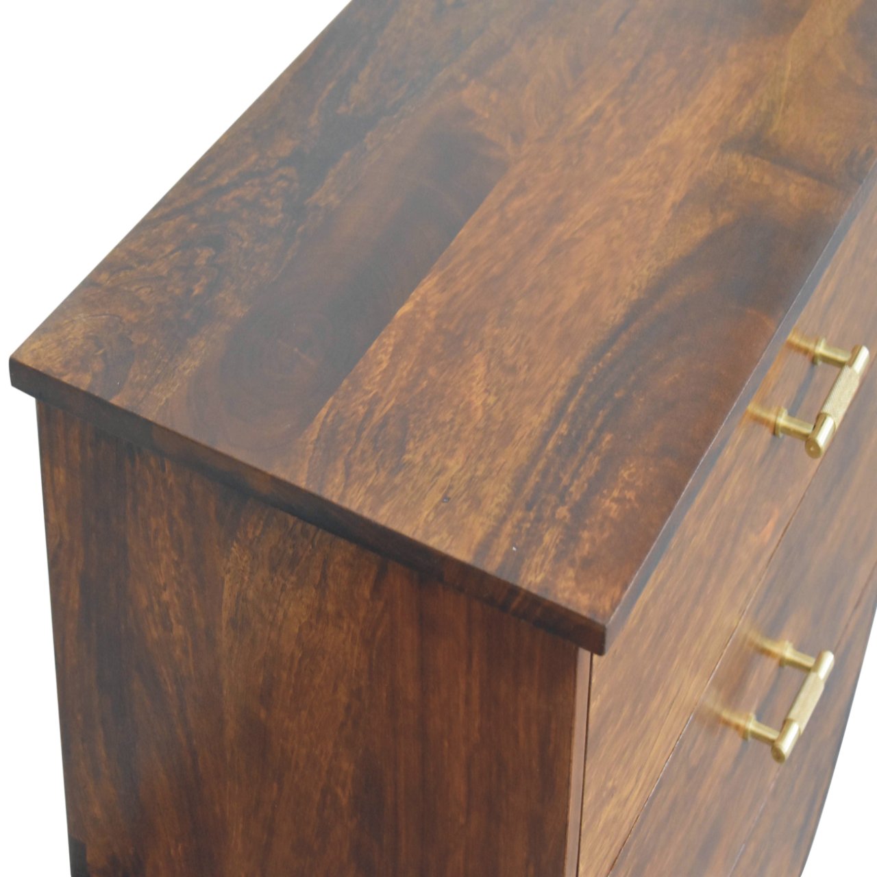 Solid Chestnut Finished Mango Wood 3 Drawer Chest - Image 5