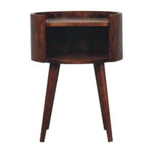 Solid Chestnut Finished Mango Wood Open Slot Bedside