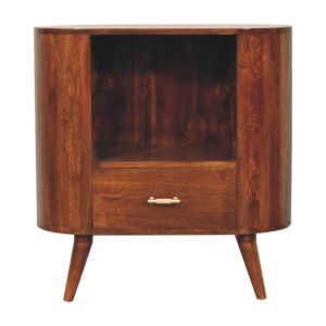 Solid Mango Wood T-bar Cortez Chestnut Open Slot Cabinet