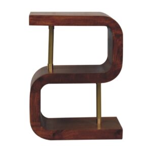 Solid Mango Wood S-curve Brass Bedside
