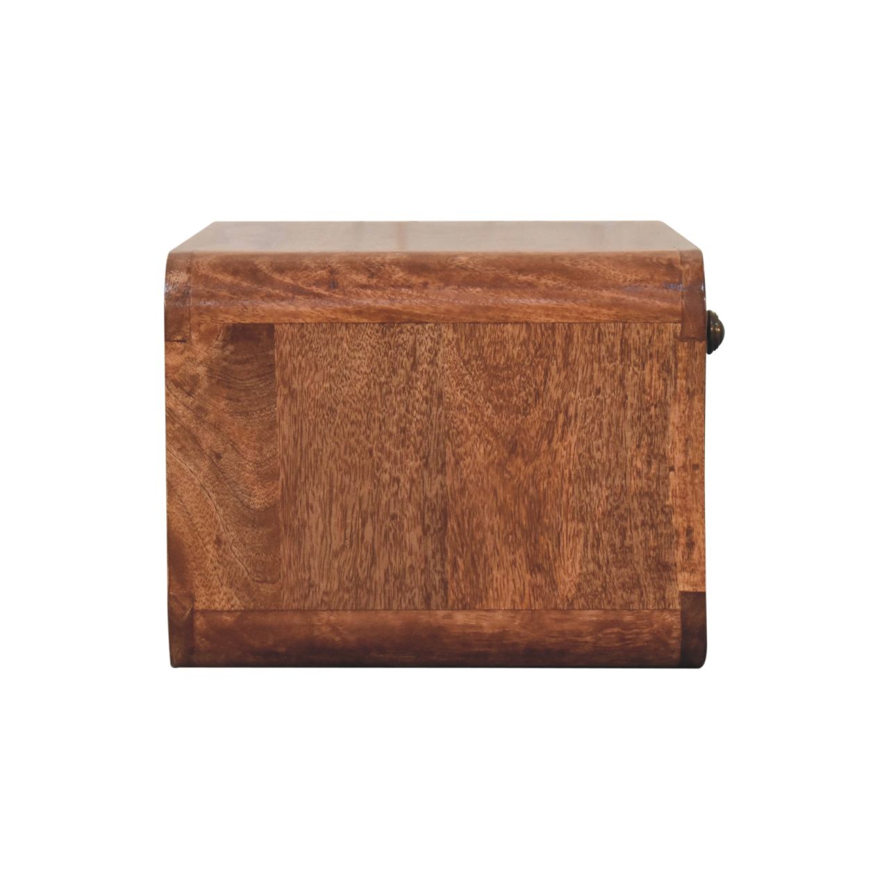 Solid Mango Wood Curved Honey Caramel Wall Mounted Bedside with Open Slot - Image 6