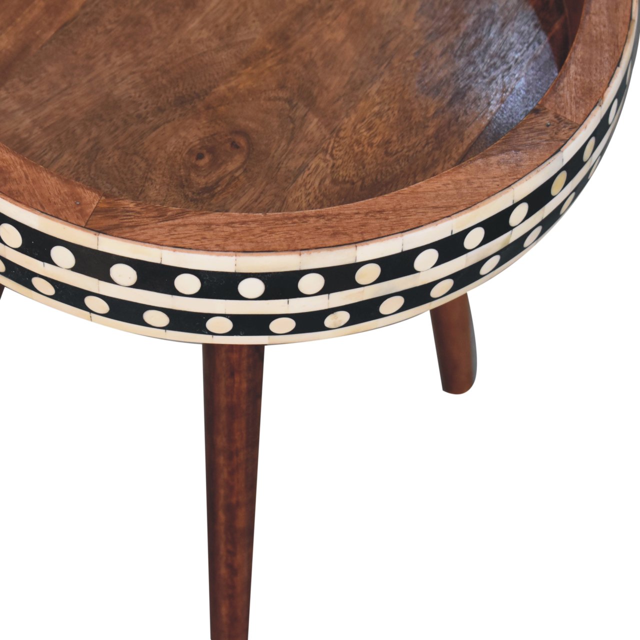 Honey Caramel Small Patterned Nordic Style End Table - Image 3
