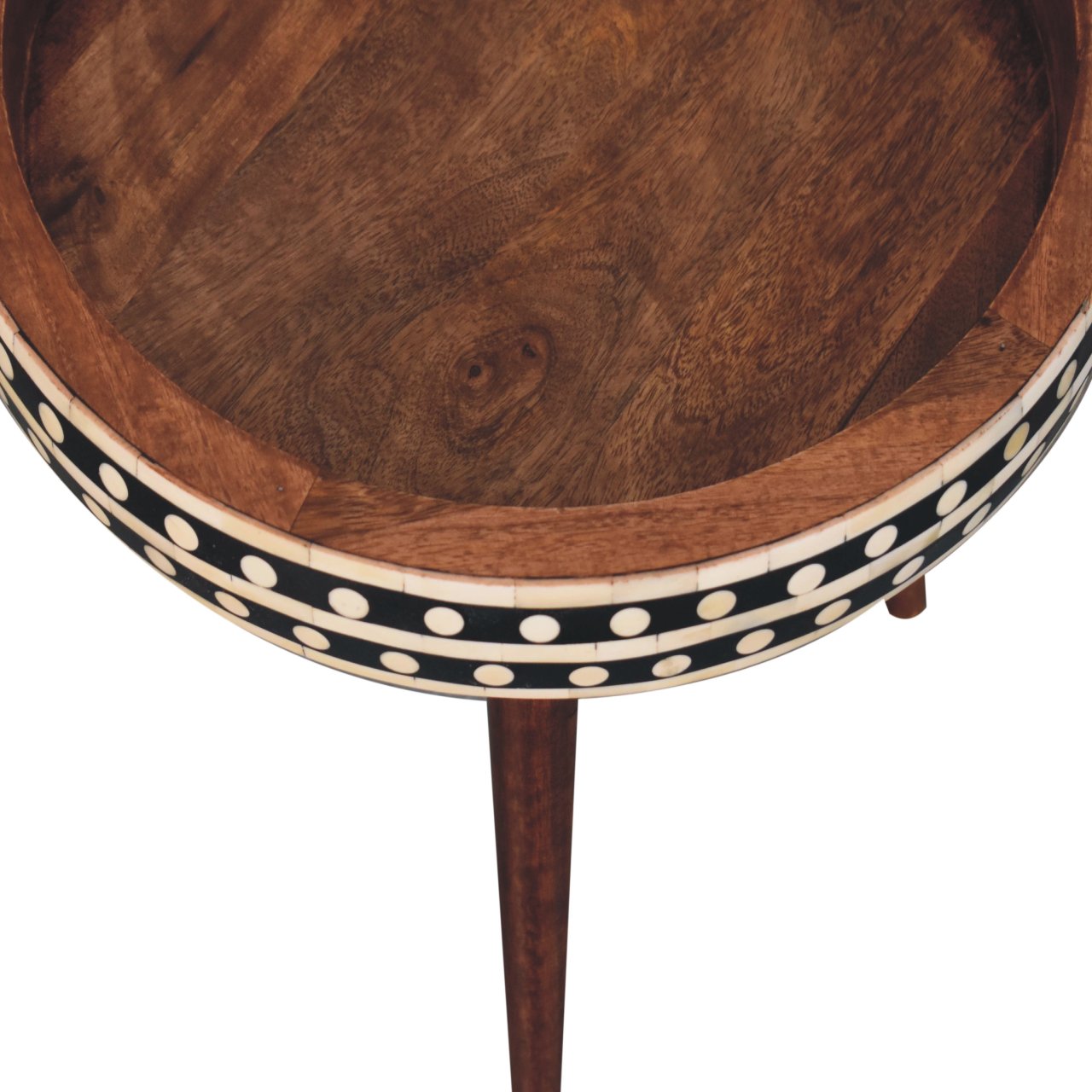 Honey Caramel Small Patterned Nordic Style End Table - Image 4