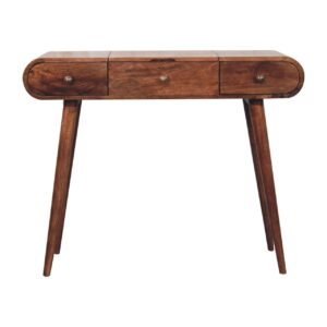 Solid Mango Wood Honey Caramel Round Dressing Table