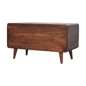 Solid Mango Wood Curved California Walnut Blanket Box