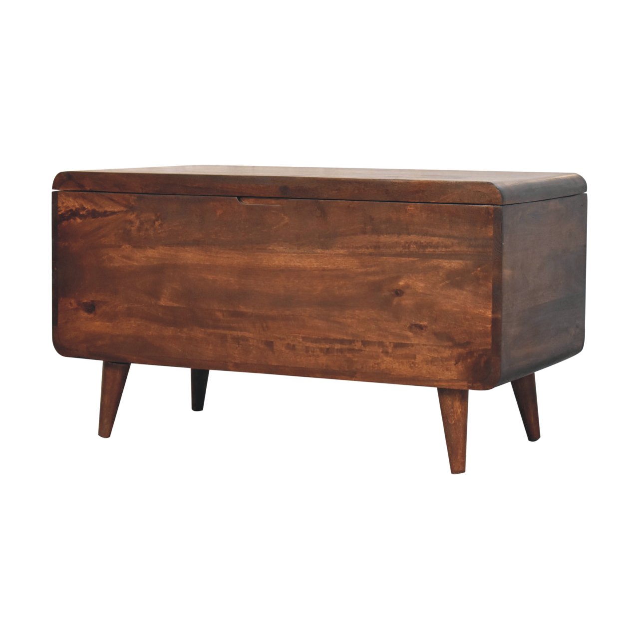 Solid Mango Wood Curved California Walnut Blanket Box
