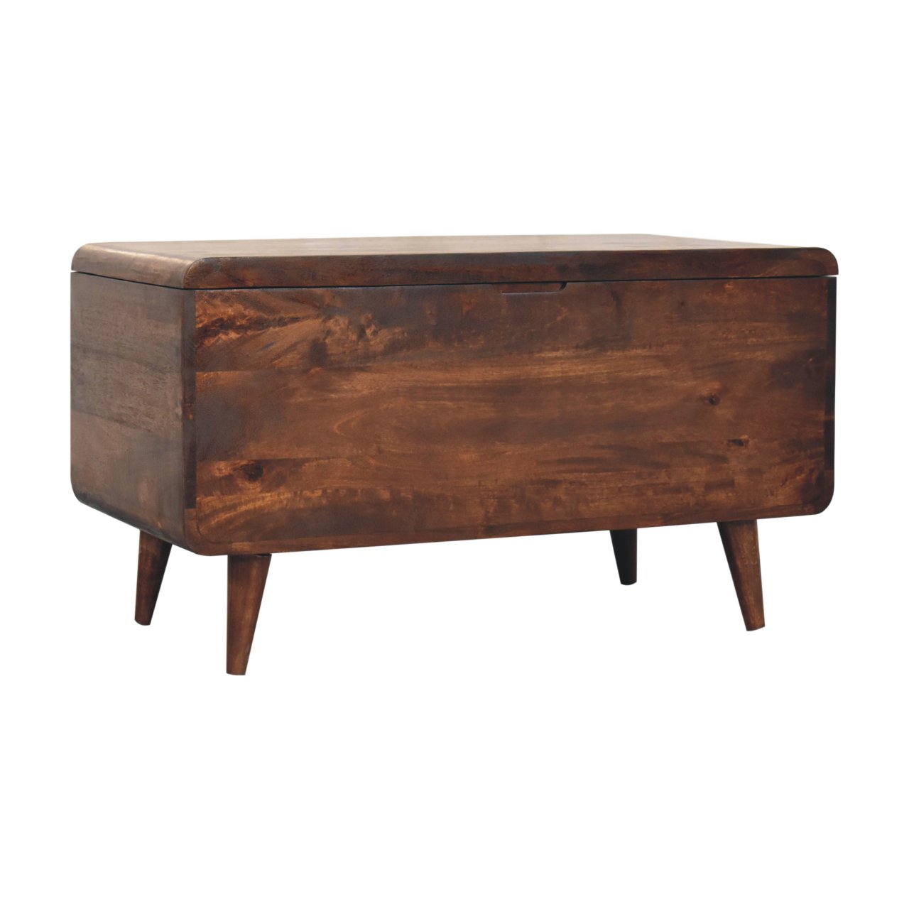 Solid Mango Wood Curved California Walnut Blanket Box - Image 2