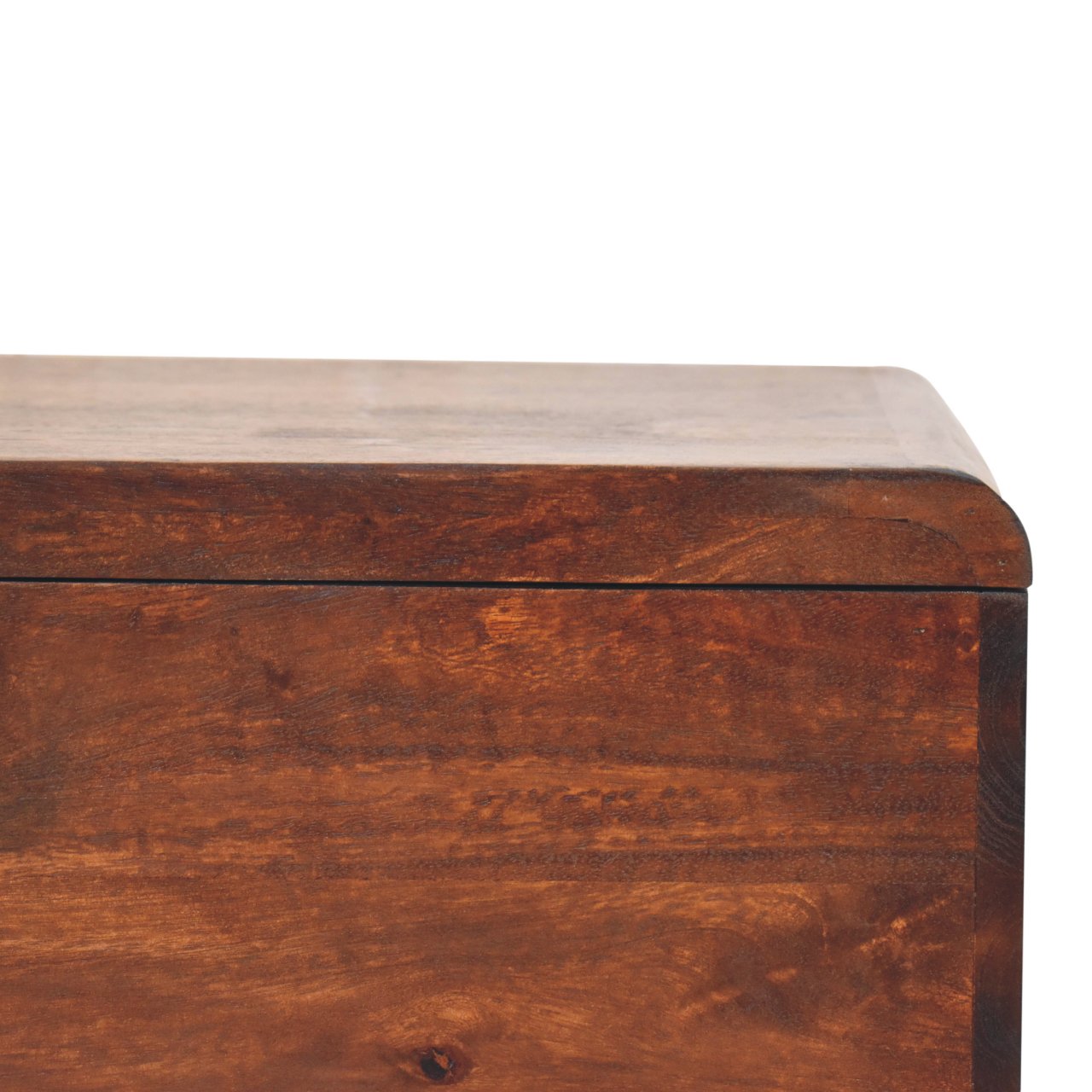 Solid Mango Wood Curved California Walnut Blanket Box - Image 3