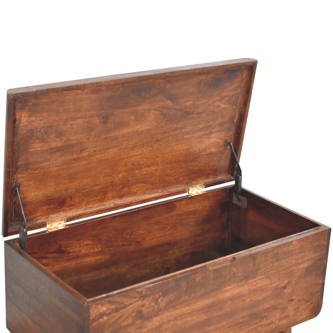 Solid Mango Wood Curved California Walnut Blanket Box - Image 5