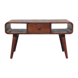 Solid Mango Wood Curved Honey Caramel Coffee Table