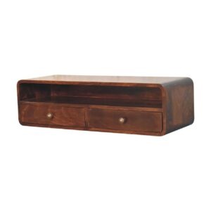 Solid Mango Wood Floating California Walnut Open Console