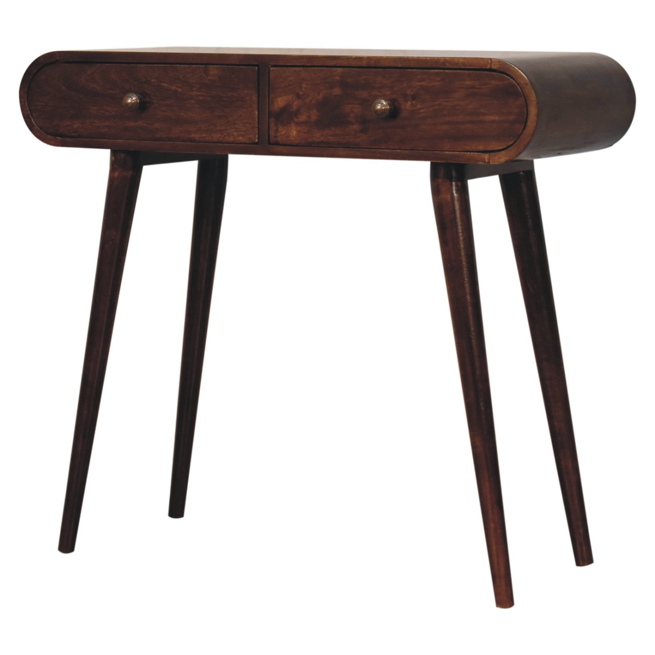 Solid Mango Wood California Walnut Curved Edge Console Table - Image 2