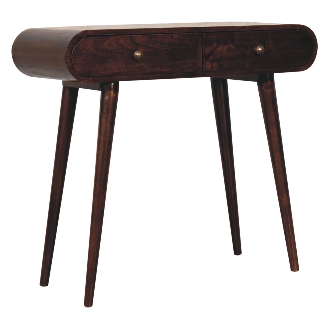 Solid Mango Wood California Walnut Curved Edge Console Table - Image 3