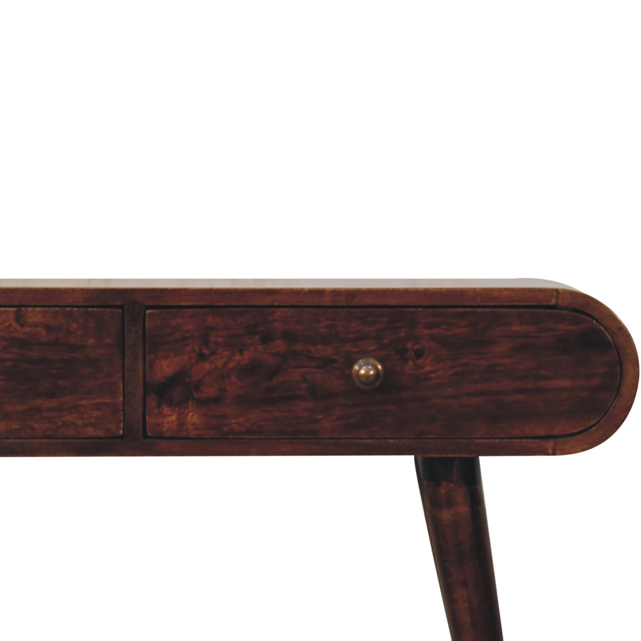 Solid Mango Wood California Walnut Curved Edge Console Table - Image 4