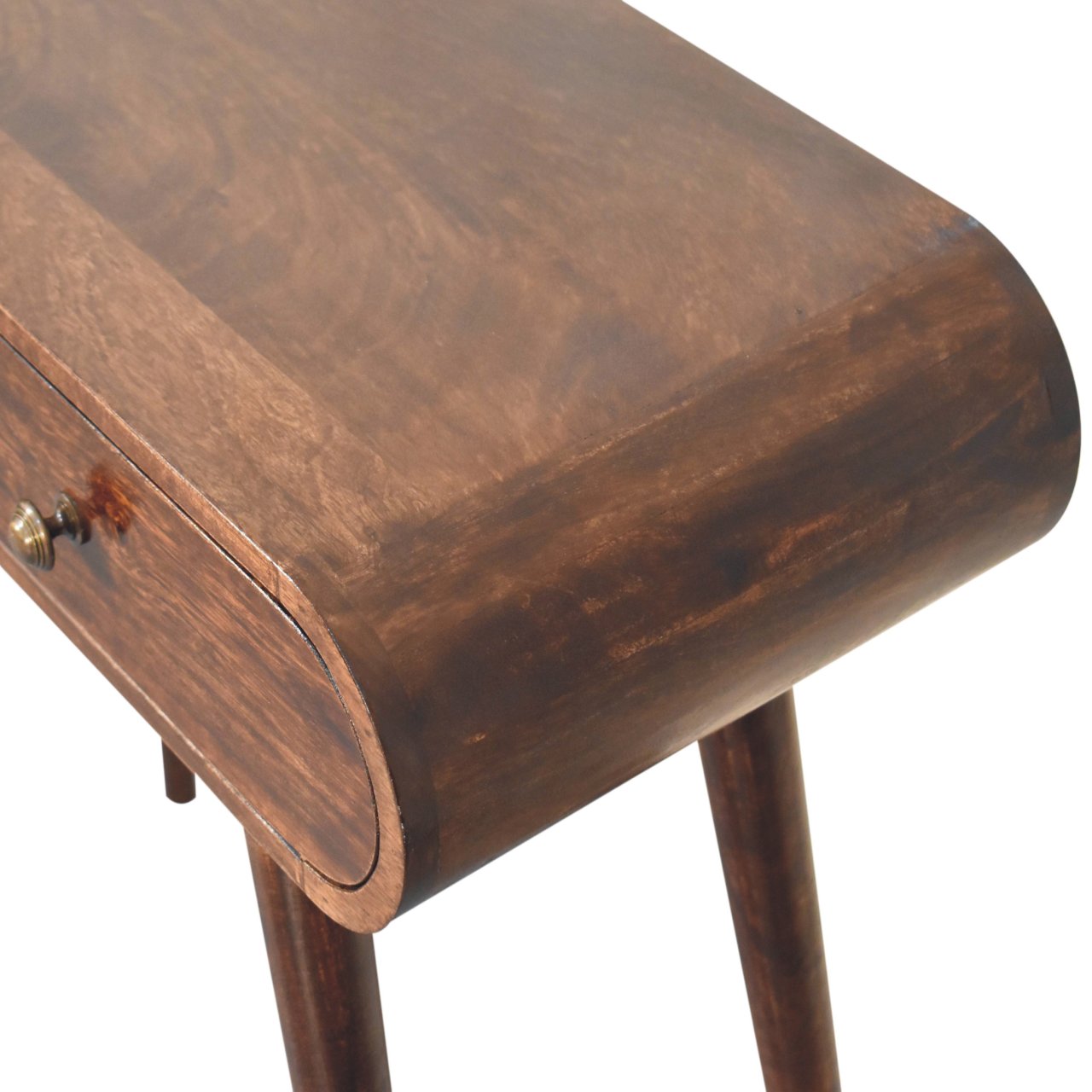 Solid Mango Wood California Walnut Curved Edge Console Table - Image 5