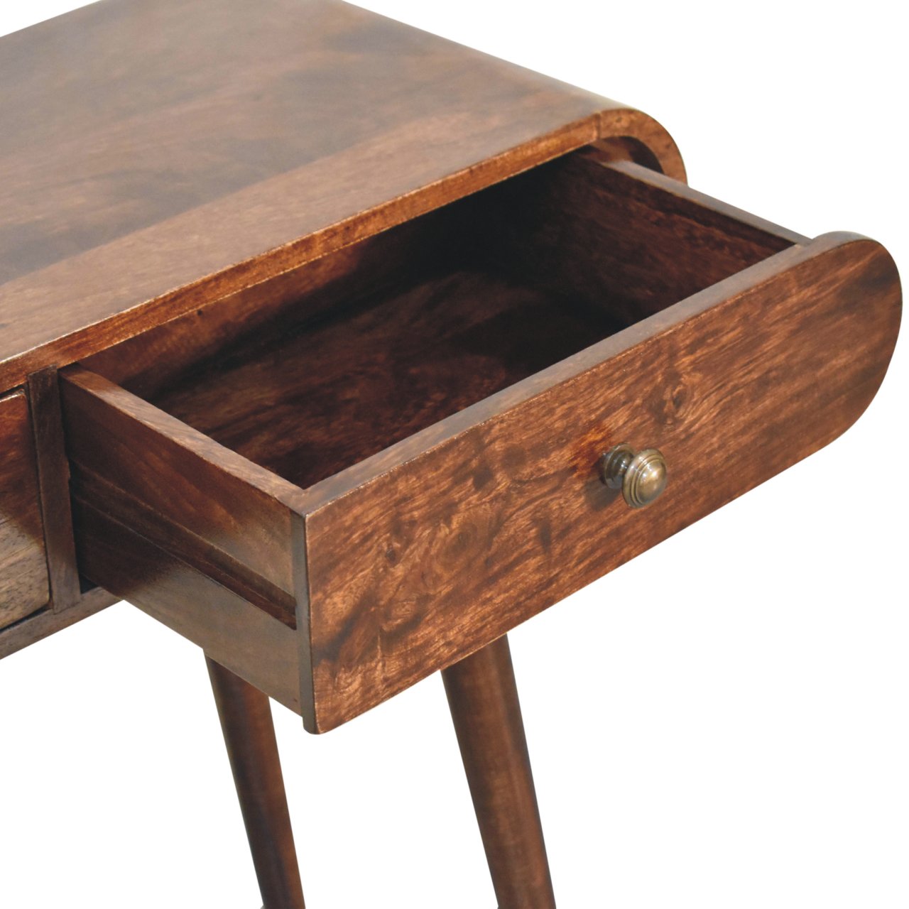 Solid Mango Wood California Walnut Curved Edge Console Table - Image 6