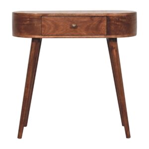 Solid Mango Wood Honey Caramel Rounded Small Console Table