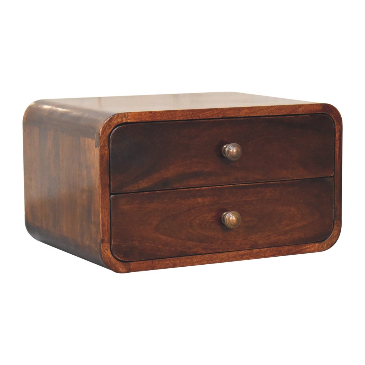 Solid Mango Wood Curved California Walnut Wall Mounted Bedside - Image 3