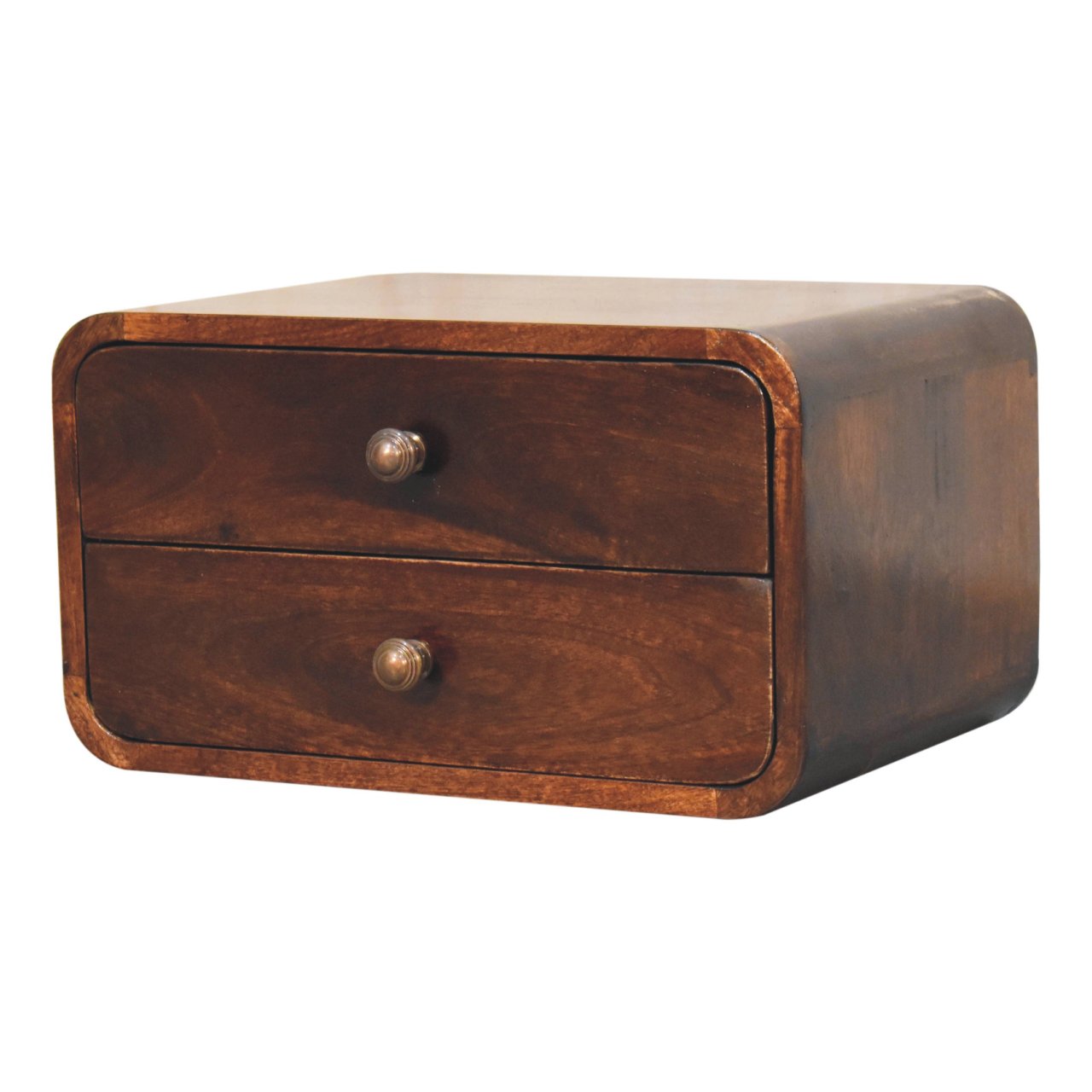 Solid Mango Wood Curved California Walnut Wall Mounted Bedside - Image 4