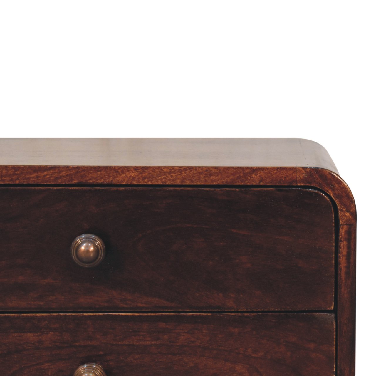 Solid Mango Wood Curved California Walnut Wall Mounted Bedside - Image 5