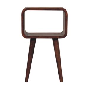 Solid Mango Wood Mini Honey Caramel Curved Open Bedside