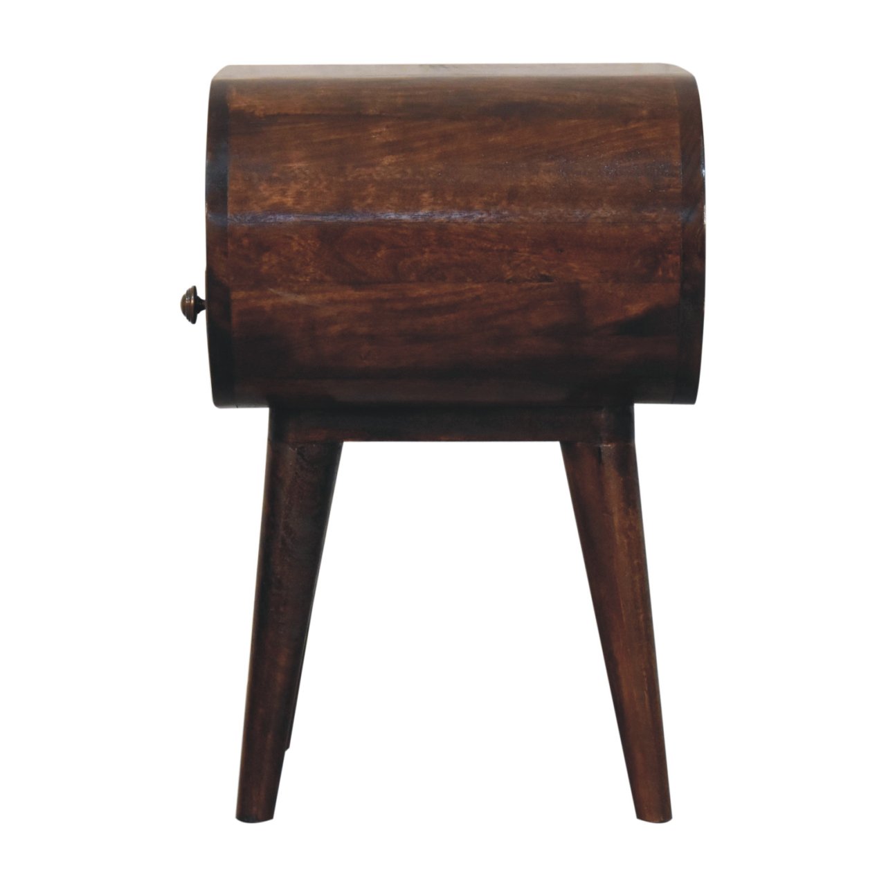 Solid Mango Wood California Walnut Circular Bedside with Open Slot - Image 9