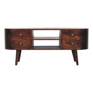 Solid Mango Wood California Walnut Rounded Entertainment Unit