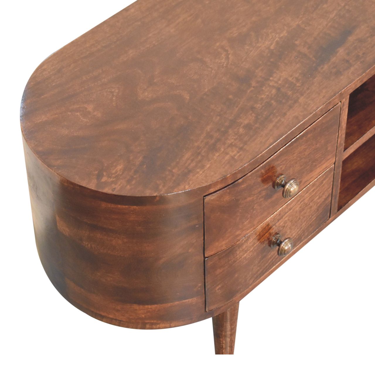 Solid Mango Wood California Walnut Rounded Entertainment Unit - Image 5