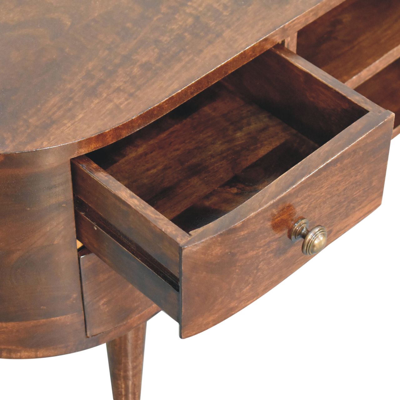 Solid Mango Wood California Walnut Rounded Entertainment Unit - Image 6