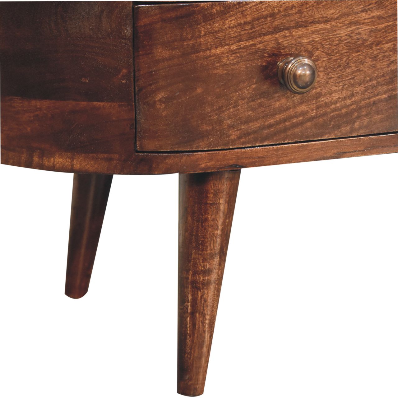 Solid Mango Wood California Walnut Rounded Entertainment Unit - Image 7