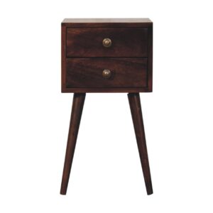 Solid Mango Wood Mini 2 DrawerCalifornia Walnut Bedside