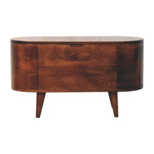 Solid Mango Wood California Walnut Rounded Lid up Blanket Box